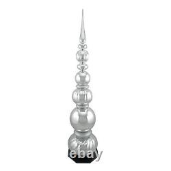54 Shiny Silver and Glittered Topiary Finial Tower Commercial Christmas