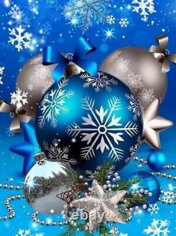 5D Diamond Painting Blue and Silver Christmas Ornaments Kit