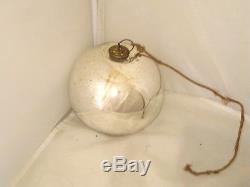 5 Antique German Kugel Mercury Silver Glass Brass Cap Christmas Ornament Ball