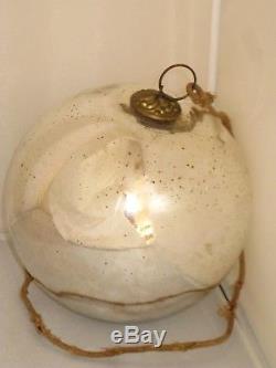 5 Antique German Kugel Mercury Silver Glass Brass Cap Christmas Ornament Ball