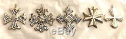 5- Reed & Barton Sterling Silver Christmas Cross Ornaments 1973, 74, 75, 77, 80