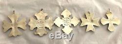 5- Reed & Barton Sterling Silver Christmas Cross Ornaments 1973, 74, 75, 77, 80