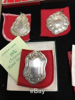 5 Towle Sterling Silver 1983-87 Christmas Floral Medallions Ornaments