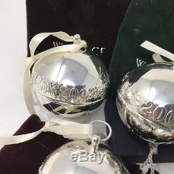5 Wallace Silver Plated Christmas Sleigh Bells Ornaments 2005-2009 with pouches
