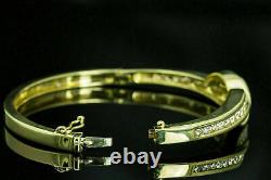 6Ct Baguette & Round Cut Diamond 14k Yellow Gold Finish Bangle Bracelet For Her