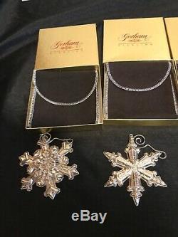 6 GORHAM STERLING SILVER 1995- 2000 CHRISTMAS ORNAMENTS With BOX