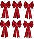 (6) Impact 12 X 24 Red Tinsel Christmas Bows w 20 Clear Mini Lights 67379
