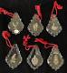 6 Reed & Barton Crystal & Sterling Christmas Tree Ornaments 1999 Germany RARE