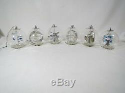 6 Vintage Resl Lenz Blown Glass Silver Foil Spinners Christmas Ornament Germany
