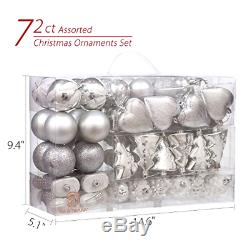 72-Pack Assorted Xmas Ball Ornaments Hanging Christmas Tree Decoration Rose Gold