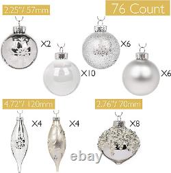 76 Count Glass Christmas Ball Ornaments for Christmas Trees, Elegant Premium Var