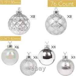 76 Count Glass Christmas Ball Ornaments for Christmas Trees, Elegant Premium Var