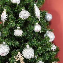 76-Piece Silver Glass Christmas Ornaments Elegant Holiday Decor Set