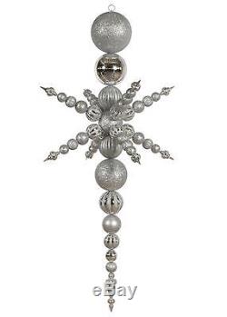 76 Silver Commercial Shatterproof Radical Snowflake Christmas Finial Ornament