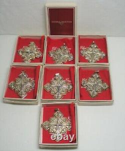 7 Reed & Barton 1979 Sterling Silver Christmas Cross Ornaments Boxed