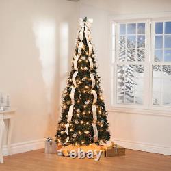 7' Silver & Gold Pull-Up Christmas Tree by Holiday Peak
