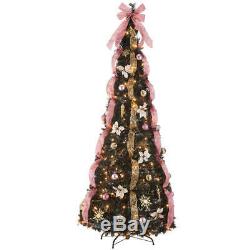7 Victorian Style Pull-Up Christmas Tree by Holiday Peak, Gold and Blush Pink
