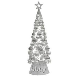 84 Silver Pre Lit Tree With Ornaments Christmas Holiday Outdoor Yard Decoration