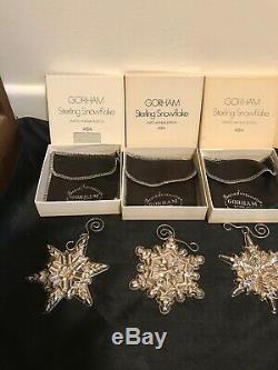 8 GORHAM STERLING SILVER 1971 -1977 CHRISTMAS ORNAMENTS With BOX