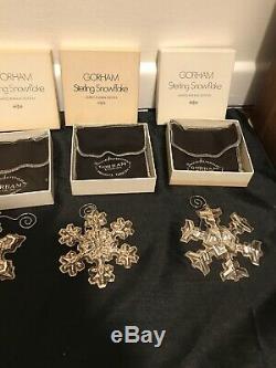 8 GORHAM STERLING SILVER 1971 -1977 CHRISTMAS ORNAMENTS With BOX