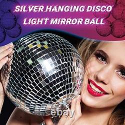 8 Pcs Large Disco Ball Set Silver Mirror Disco Balls Reflective 8'', 6'', 4'
