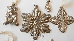 8 Sterling Silver Christmas Ornaments Reed & Barton Gorham Horse Snowflake Bear