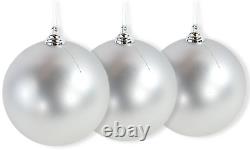 8in Large Matte Silver Christmas Ball Ornaments Shatterproof Plastic 200mm