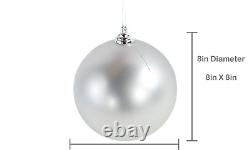 8in Large Matte Silver Christmas Ball Ornaments Shatterproof Plastic 200mm