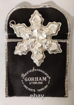 9 Beautiful GORHAM Sterling Silver Snowflake Ornaments. Boxes & Pouches 1970-77