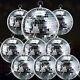 9 Pcs Large Mirror Disco Ball Silver Hanging Disco Ball 8 Inch, 6 Inch
