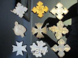 9 Reed&Barton Sterling Silver Christmas Cross & Heart Ornaments Pendants 1971-79