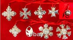 9 Sterling Silver Christmas SnowFlake Ornaments Gorham Wallace Reed&Barton BONUS