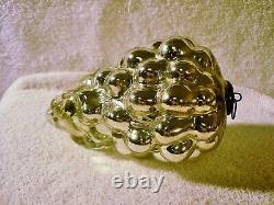 AUTHENTIC 1800's GERMANY GLASS KUGEL CHRISTMAS ORNAMENT SILVER GRAPES 5.5T