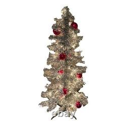 Aluminum Christmas Tree with Vintage Mercury Glass Christmas Ornaments, Holiday