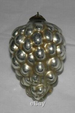 Antique 19th Cent. GERMAN CHRISTMAS ORNAMENT Silver KUGEL Bunch of Grapes 4 1/2
