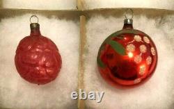 Antique Christmas Tree Ornaments Blown Silver Mercury Glass 1930s-40s Box of 12