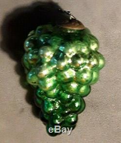 Antique French Silver green Grape Glass Kugel Christmas Ornament