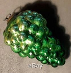 Antique French Silver green Grape Glass Kugel Christmas Ornament