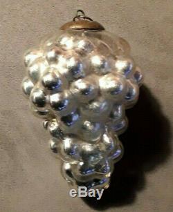 Antique French Silver grey Grape Glass Kugel Christmas Ornament