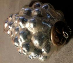 Antique French Silver grey Grape Glass Kugel Christmas Ornament