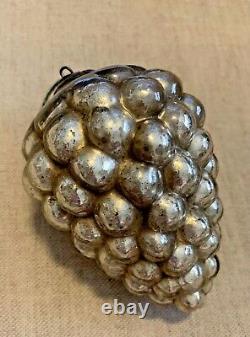 Antique German 3.75 Grape Cluster Kugel Ornament- Silver