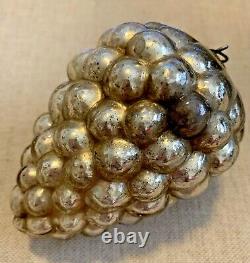 Antique German 3.75 Grape Cluster Kugel Ornament- Silver