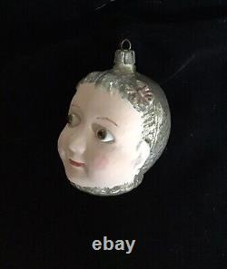 Antique German Baby Girl withBows Glass Christmas Ornament Restoration Rare