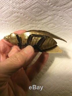 Antique German Dresden Large Gold Silver Bug Beetle Christmas Ornament