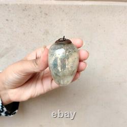 Antique German Kugel 2.25 Silver Oval Egg Shape Christmas Ornament Collectible