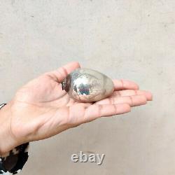 Antique German Kugel 2.25 Silver Oval Egg Shape Christmas Ornament Collectible
