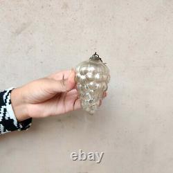 Antique German Kugel 3.25 Silver Cluster Of Grapes Christmas Ornament Original