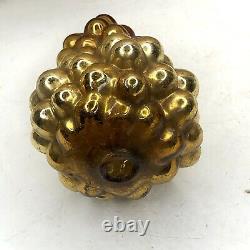 Antique German Kugel 4 Grape Cluster Ornament Gold Mercury Glass NO CAP