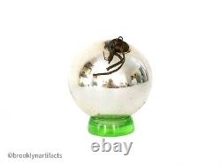 Antique German Kugel Art Glass Silver Bulb Christmas Ornament Softball Size