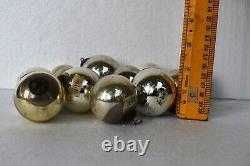 Antique German Kugel Christmas Day Ornaments Glass Ball Mercury Silver 12p Lo25